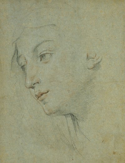 La Cabeza de una Mujer Mirando Hacia Abajo a la Izquierda de Guido Reni