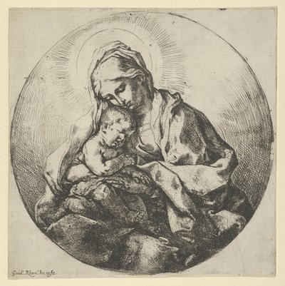 La Virgen sosteniendo al niño Cristo con los dedos de su mano derecha ocultos de Guido Reni