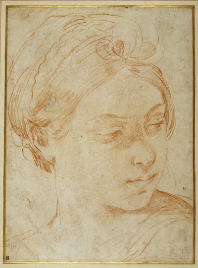 Cabeza de una joven, girada para mirar sobre su hombro izquierdo de Guido Reni