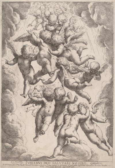 Ángeles en gloria de Guido Reni, after Luca Cambiaso
