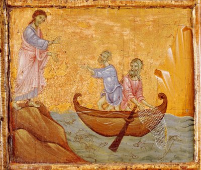 Pesca milagrosa, (detalle) del Antependium de San Pedro entronizado por Guido da Siena (circa 1250-1300), temple y oro sobre madera de Guido da Siena