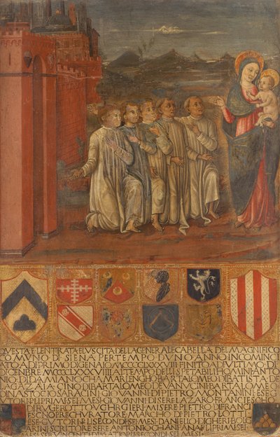 El Chambelán y sus ayudantes ante la Virgen de Guidoccio di Giovanno Cozzarelli