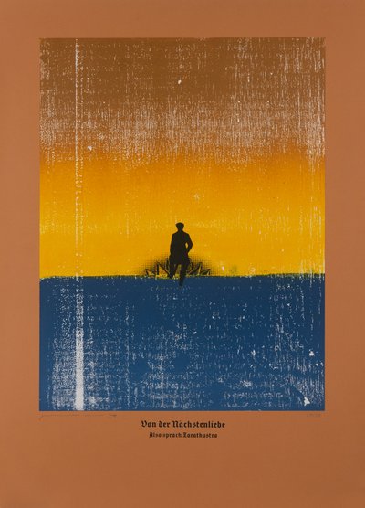 Sobre el amor al prójimo, Así habló Zaratustra, 2024 (xilografía y serigrafía) de Guilherme Pontes
