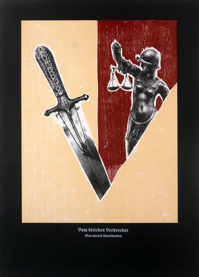 On The Pale Criminal,Así habló Zaratustra, 2023 (xilografía y serigrafía) de Guilherme Pontes