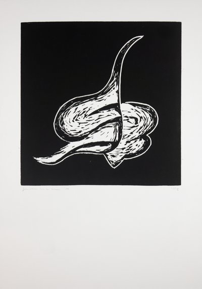 Reclinado, 2019 (linograbado) de Guilherme Pontes