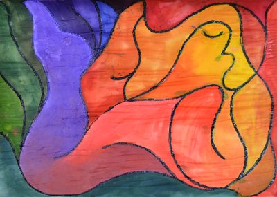 Recumbent, 2014 (acrílico sobre papel) de Guilherme Pontes