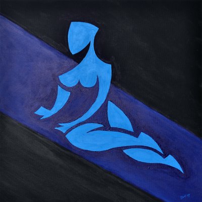 Estudio para Figura en espacio inclinado, 2015 (óleo sobre lienzo) de Guilherme Pontes
