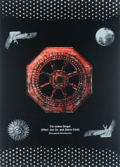 Los siete sellos (o la canción del sí y el amén), Así habló Zaratustra, 2025 (xilografía y serigrafía) de Guilherme Pontes
