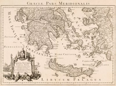 Mapa de la antigua Grecia y parte de Turquía (grabado) de Guillaume (after) Delisle