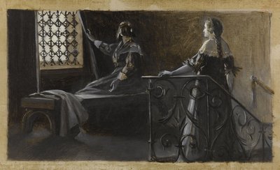 Ethel y la mujer velada, ca. 1889 (óleo sobre lienzo) de Guillaume Albert Demarest