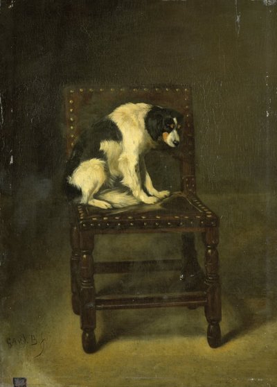 Un perro en una silla de Guillaume Anne van der Brugghen