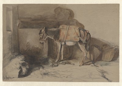 Burro en el establo de Guillaume Anne van der Brugghen