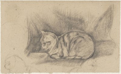 Gato reclinado a la izquierda de Guillaume Anne van der Brugghen