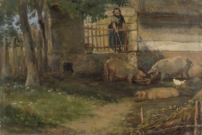 Cerdos en un corral de Guillaume Anne van der Brugghen
