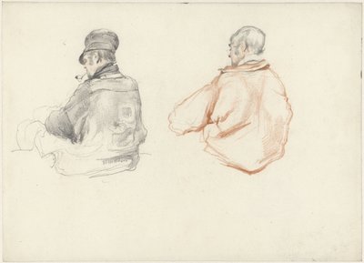 Dos estudios de un hombre sentado, visto desde atrás de Guillaume Anne van der Brugghen