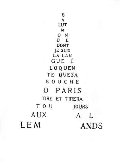 Caligrama de la Torre Eiffel de Guillaume Apollinaire