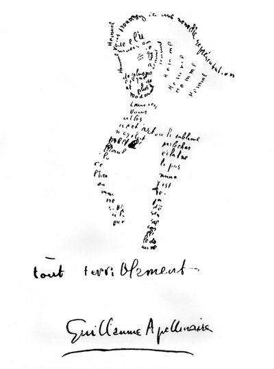 Caligrama de caballo 1917 (impresión) de Guillaume Apollinaire
