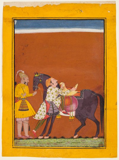 Un guerrero montado en un caballo: Saindhava Ragaputra de Shri, de un Chamba Ragamala de Guillaume Benjamin Amand Duchenne (de Boulogne)