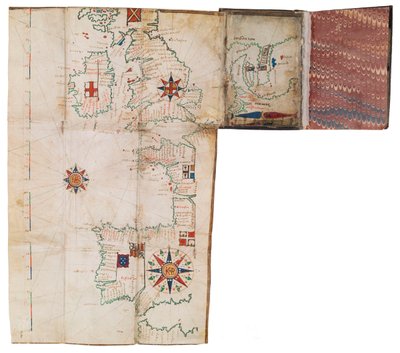 Atlas de bolsillo y almanaque náutico, c.1546 (vitela) de Guillaume Brouscon