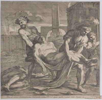 Abdón y Senén llevando a los mártires cristianos tempranos para su entierro, 1650-60 de Guillaume Courtois
