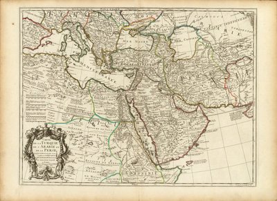 Mapa de 1701 de Guillaume Delisle de los Imperios Otomano y Persa (recortado) de Guillaume Delisle