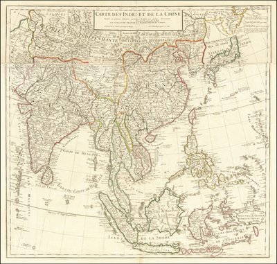 Mapa de 1705 - Mapa de la India y China de Guillaume Delisle