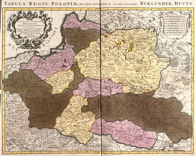 Letonia (Courland, West Zemgale), Bielorrusia, Ucrania (Oblasts: Cherkasy, Chernivtsi, Dnipropetrovsk, Ivano-Frankivsk, Kherson, Khmelnytskyi, Kiev, Kirovohrad, Lviv, Mykolaiv, Rivne, Ternopil, Vinnytsia, Volyn, Zakarpattia, Zhytomyr), Polonia ( Voivodeshi de Guillaume Delisle