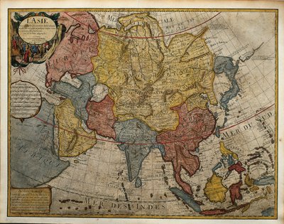 Mapa de Asia, grabado de Guillaume Delisle
