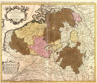 Mapa de los Países Bajos Católicos (Bélgica y Luxemburgo) (grabado) de Guillaume Delisle