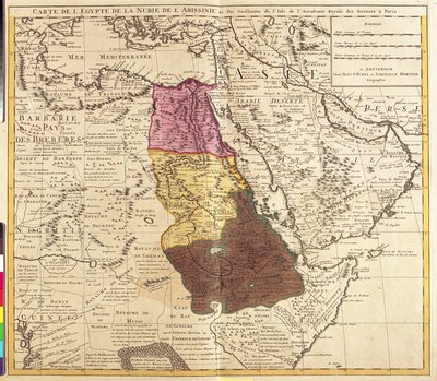 Mapa de Egipto, Nubia (Sudán) y Abisinia (Etiopía) (grabado) de Guillaume Delisle