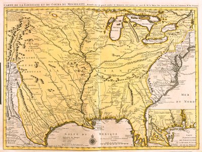 Mapa de Luisiana y el río Misisipi de Guillaume Delisle