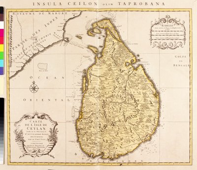 Mapa de la isla de Ceilán (Sri Lanka) (grabado) de Guillaume Delisle