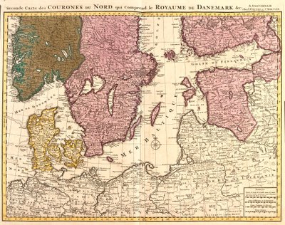 Mapa de los reinos del norte (Dinamarca, Suecia, Noruega y Finlandia) de Guillaume Delisle