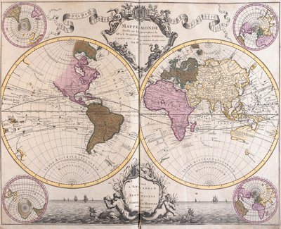 Mapa de los dos hemisferios de Guillaume Delisle