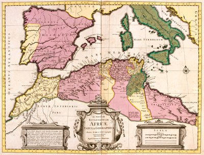 Marruecos, norte de Argelia, Túnez, noroeste de Libia, España, Portugal, Italia (excepto el norte) de Guillaume Delisle