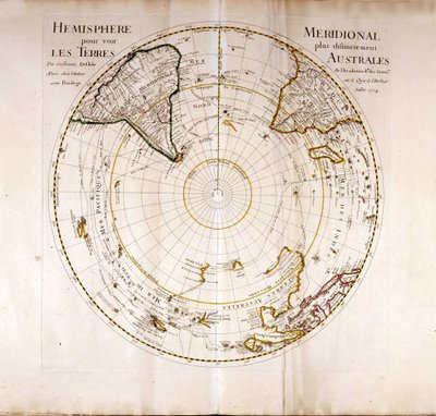 Vista del polo sur (Antártico). Atlas de Guillaume Delisle (1675-1726), geógrafo de Guillaume Delisle