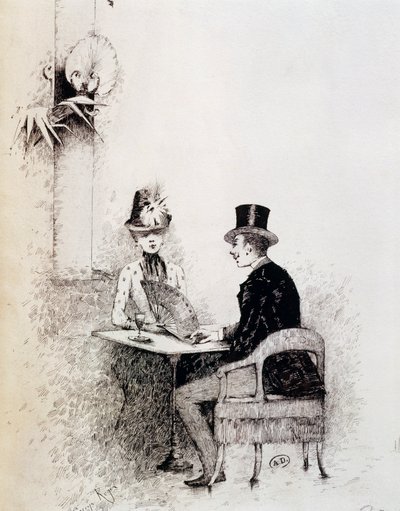 Pareja en un café parisino de Guillaume Georges Roger