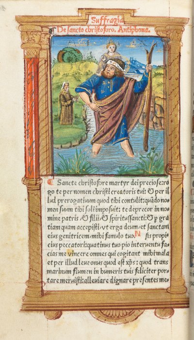 Libro de Horas Impreso (Uso de Roma): fol. 101v, San Cristóbal de Guillaume Le Rouge