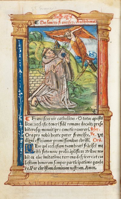 Libro de Horas Impreso (Uso de Roma): fol. 106v, San Francisco de Asís de Guillaume Le Rouge