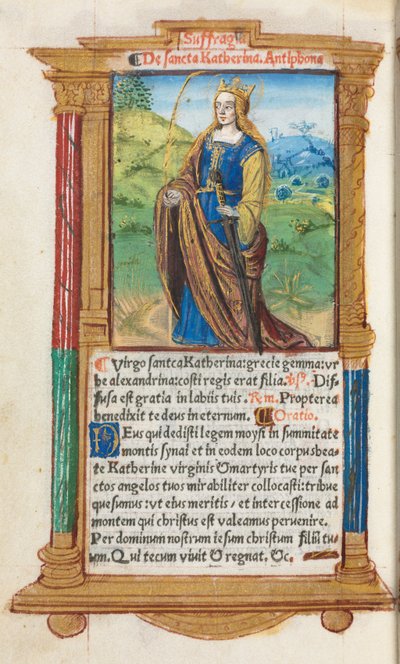 Libro de Horas Impreso (Uso de Roma): fol. 109v, Santa Catalina de Guillaume Le Rouge