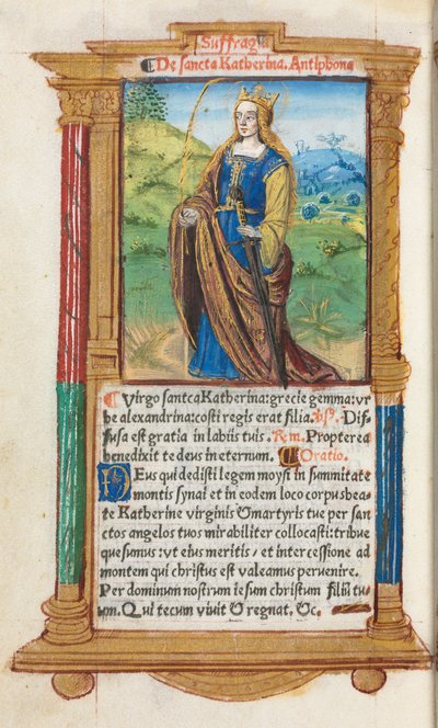 Libro de Horas Impreso (Uso de Roma): fol. 109v, Santa Catalina de Guillaume Le Rouge