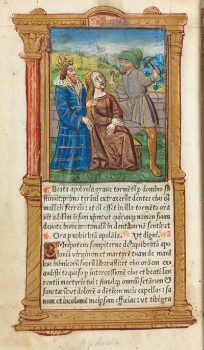 Libro de Horas Impreso (Uso de Roma): fol. 111v, Santa Apolonia de Guillaume Le Rouge