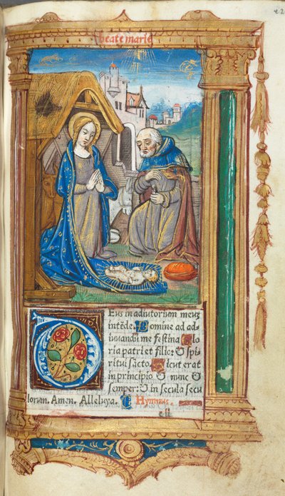 Libro de Horas Impreso (Uso de Roma): fol. 34r, La Natividad de Guillaume Le Rouge