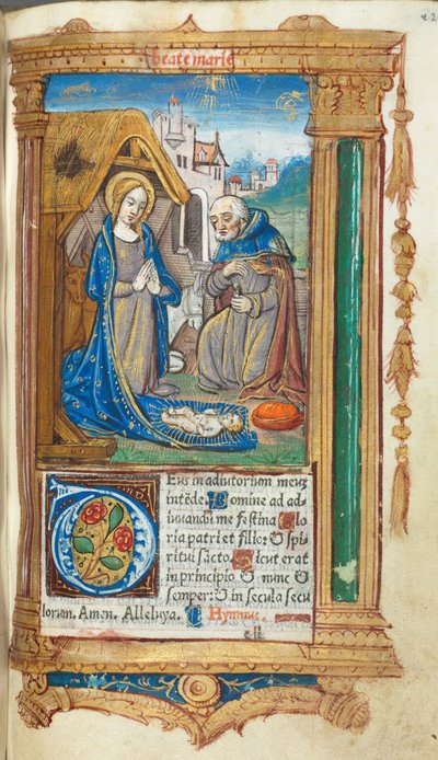 Libro de Horas Impreso (Uso de Roma): fol. 34r, La Natividad de Guillaume Le Rouge