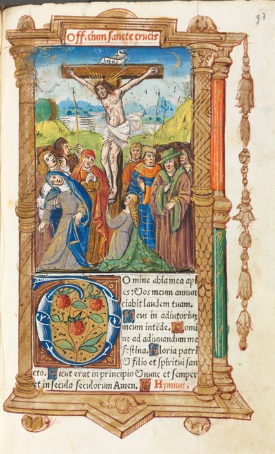 Libro de Horas Impreso (Uso de Roma): fol. 55r, La Crucifixión de Guillaume Le Rouge