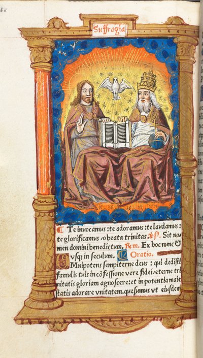 Libro de Horas Impreso (Uso de Roma): fol. 94v, La Trinidad de Guillaume Le Rouge