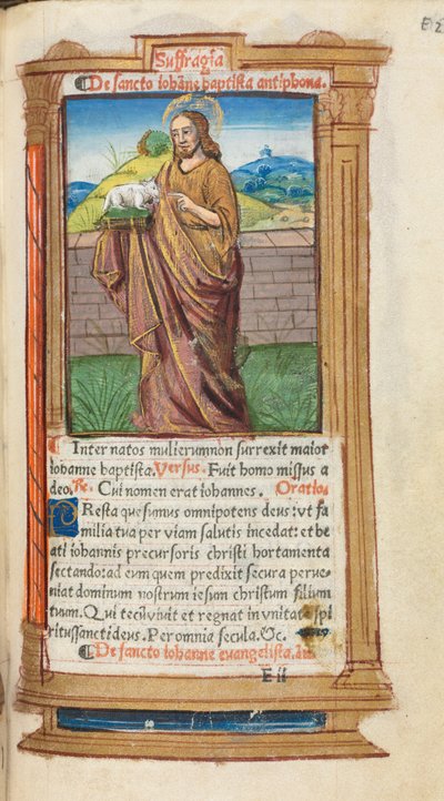 Libro de Horas Impreso (Uso de Roma): fol. 98r, San Juan Bautista de Guillaume Le Rouge