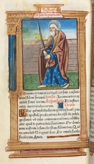 Libro de Horas Impreso (Uso de Roma): fol. 99v, San Pablo de Guillaume Le Rouge