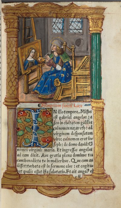 Libro de Horas impreso Uso de Roma: fol.18r, San Lucas, 1510 de Guillaume Le Rouge