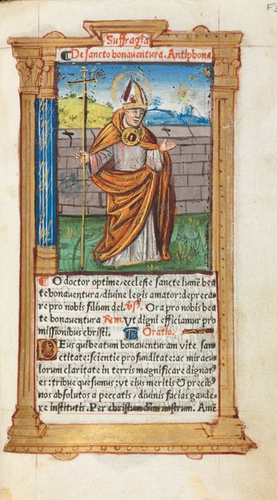Libro de Horas impreso Uso de Roma: fol. 107r, San Buenaventura de Guillaume Le Rouge